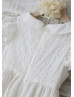 Peter Pan Collar Ivory Cotton Knee Length Flower Girl Dress 